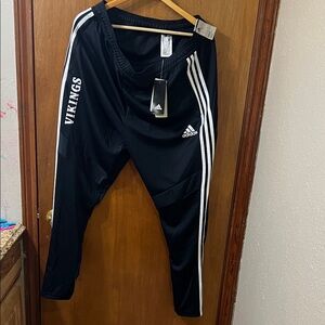 Adidas Black 'Vikings' Track Pants with White Stripes
